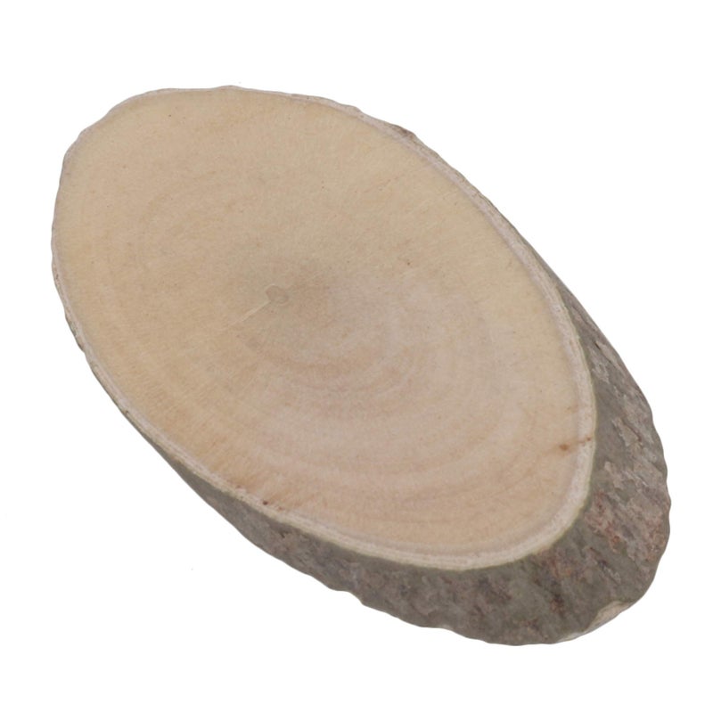 RDEXP Mini 1.57x0.78x0.2inch Natural Pine Wood Oval Shaped Discs Tree Bark Wooden Circles for DIY Crafts Pack of 100 - Image 5
